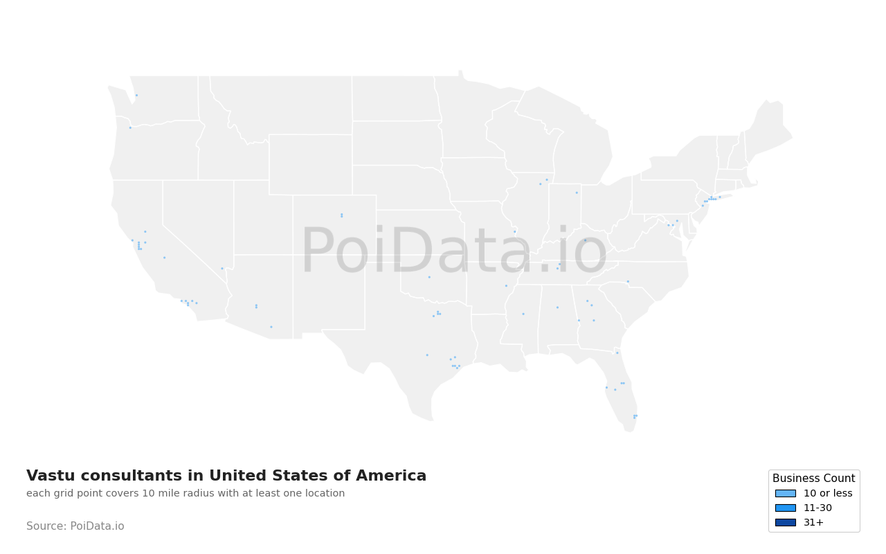 Vastu consultant density map for New Jersey, United States