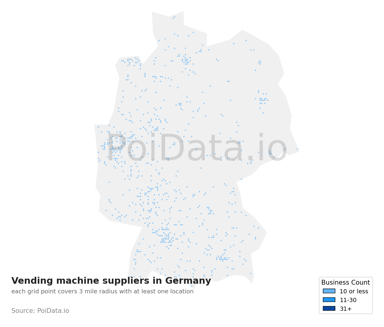 Vending machine supplier density map for Germany