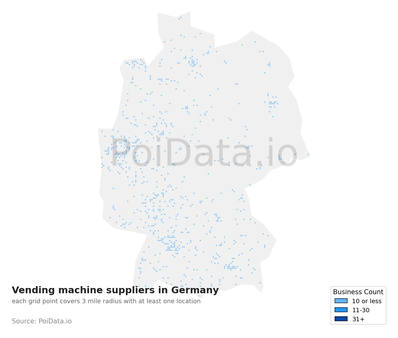 Vending machine supplier density map for Germany