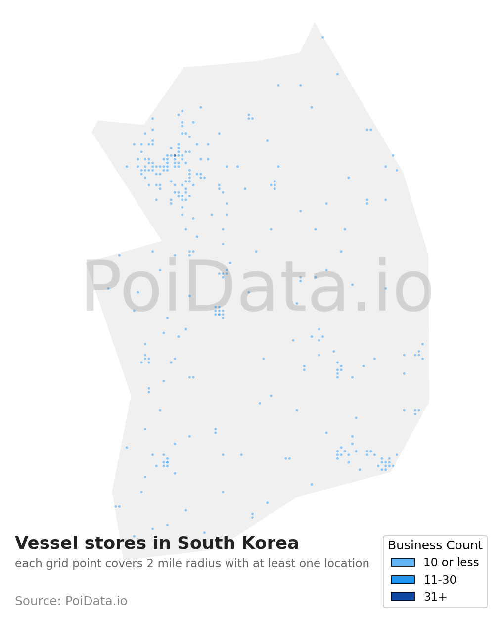 Vessel store density map for South Korea