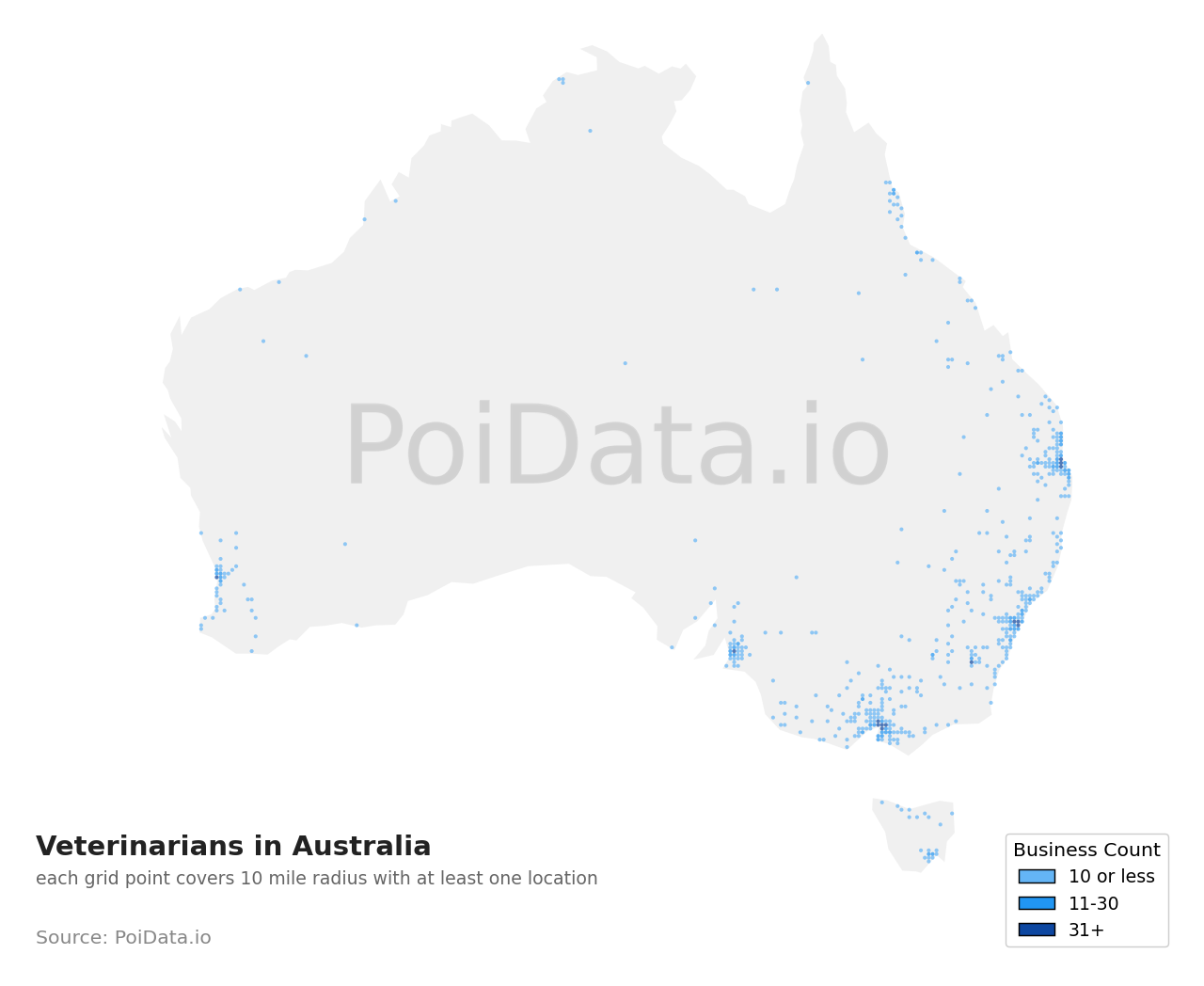 Veterinarian density map for Australia