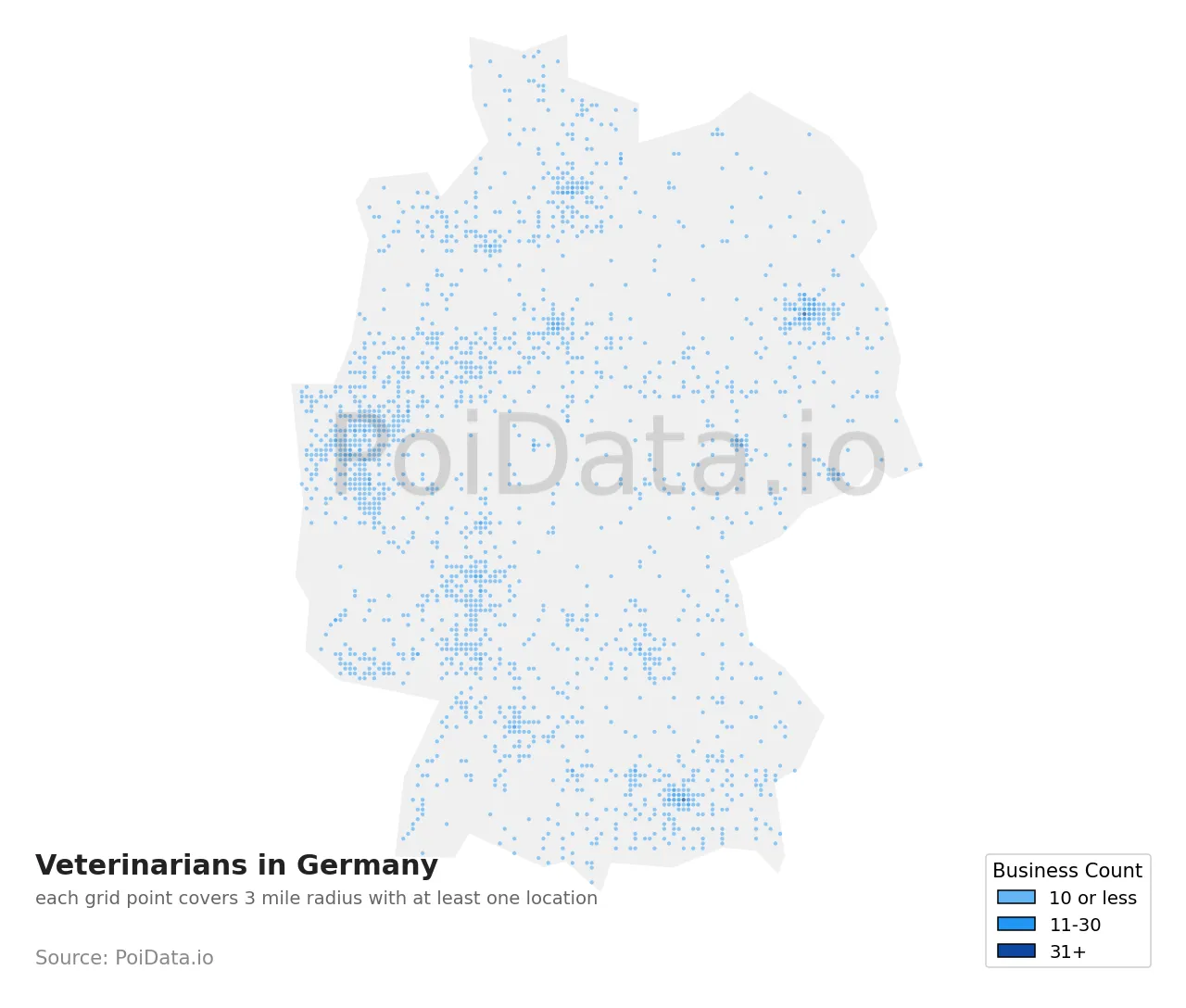 Veterinarian density map for Germany