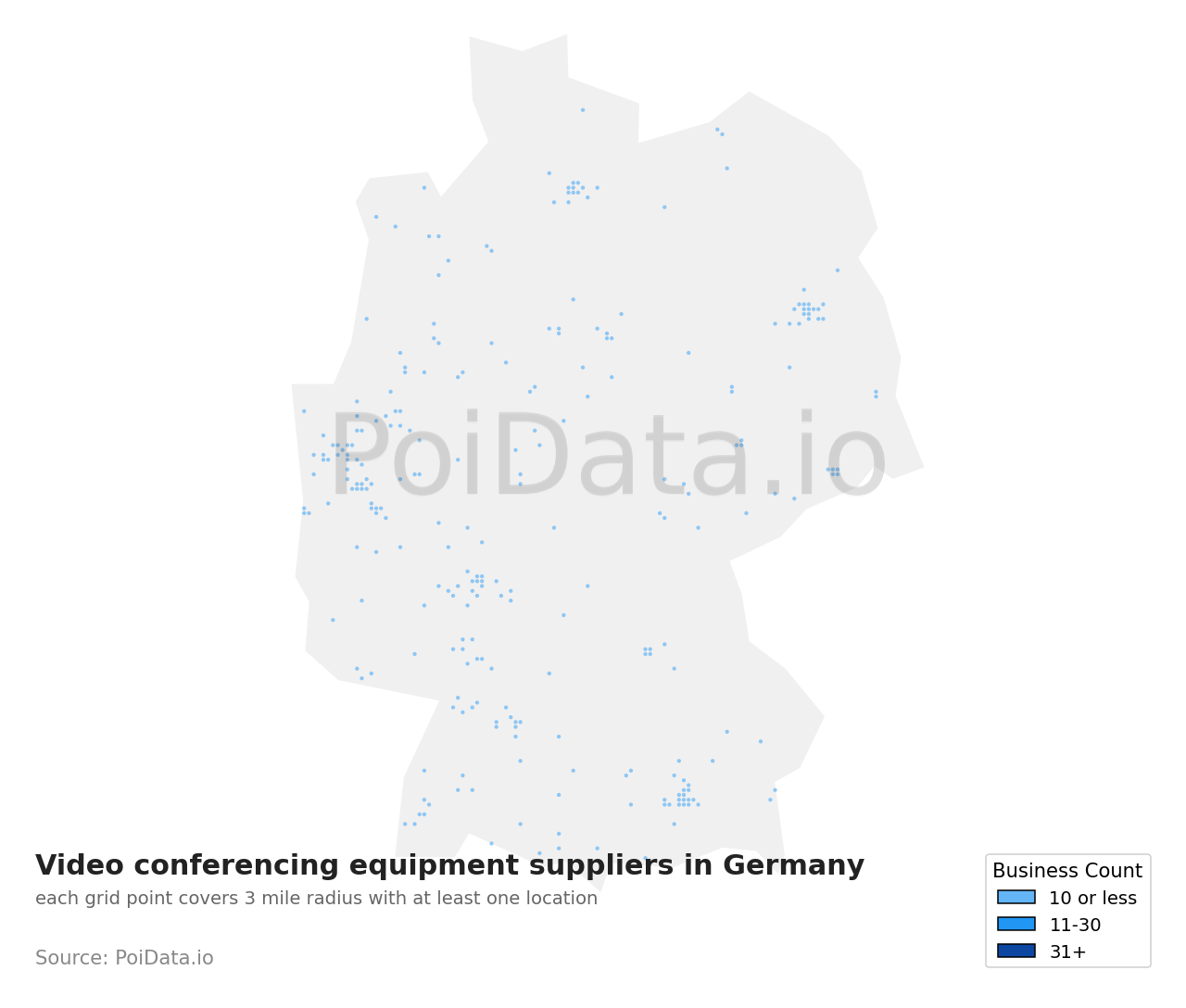Video conferencing equipment supplier density map for Germany