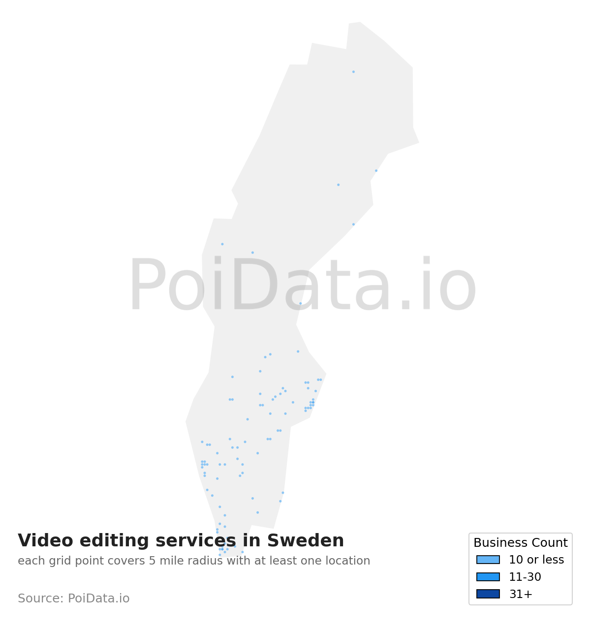 Video editing service density map for Sweden