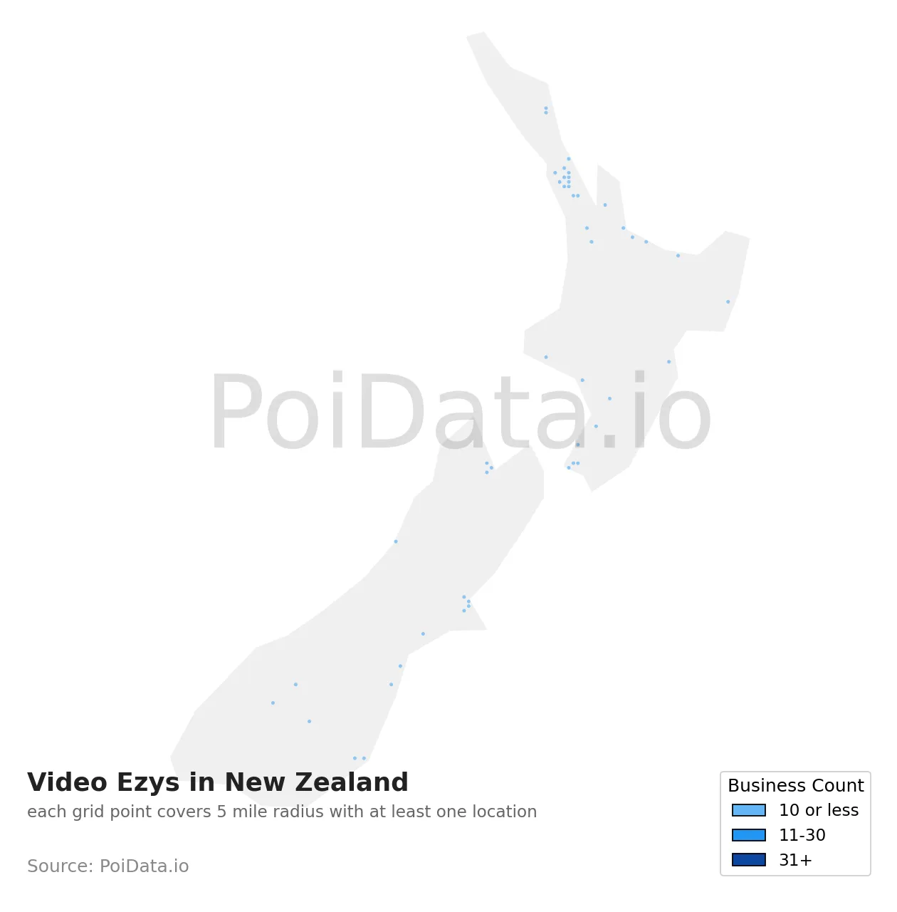 Video Ezy density map for New Zealand