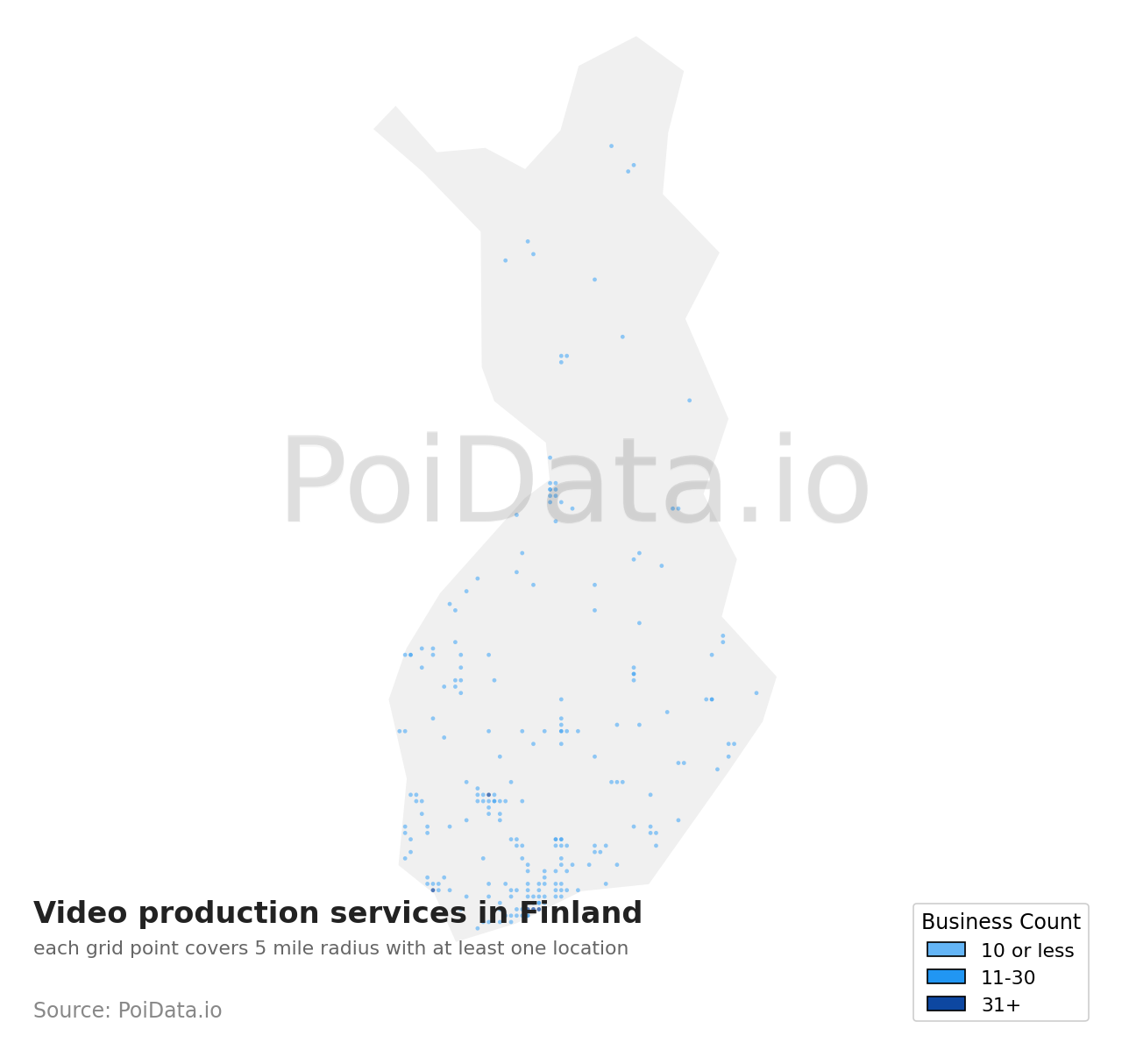 Video production service density map for Finland