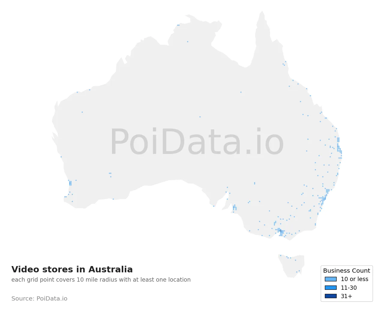 Video store density map for Australia