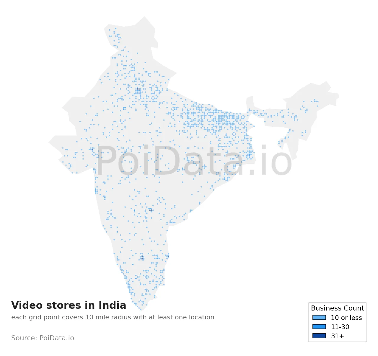 Video store density map for India