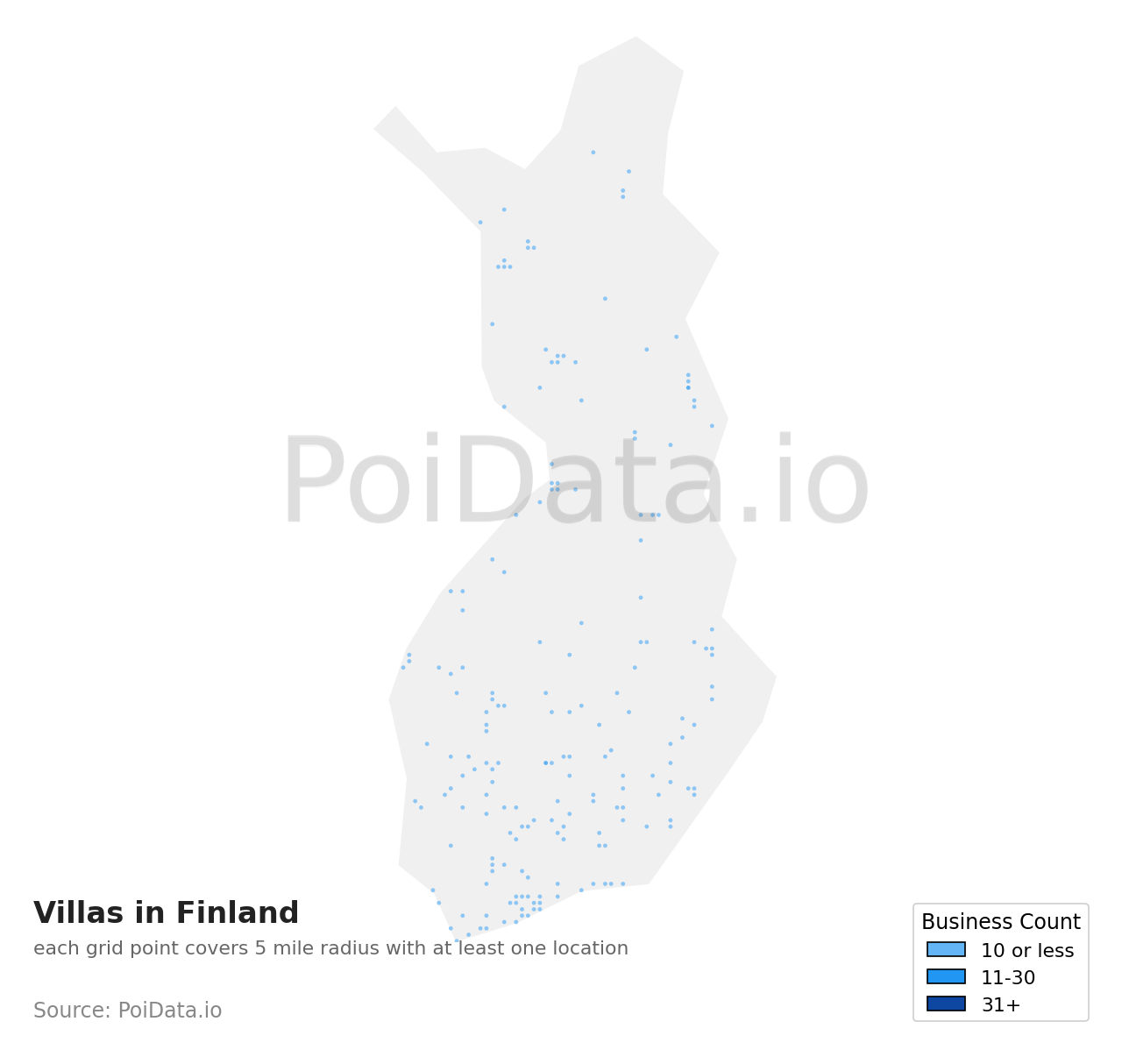 Villa density map for Finland