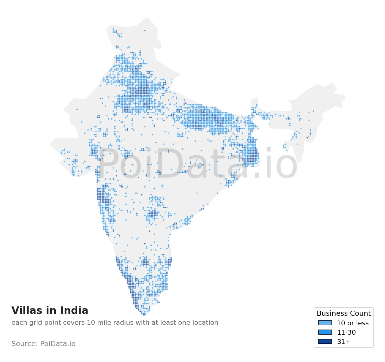 Villa density map for India