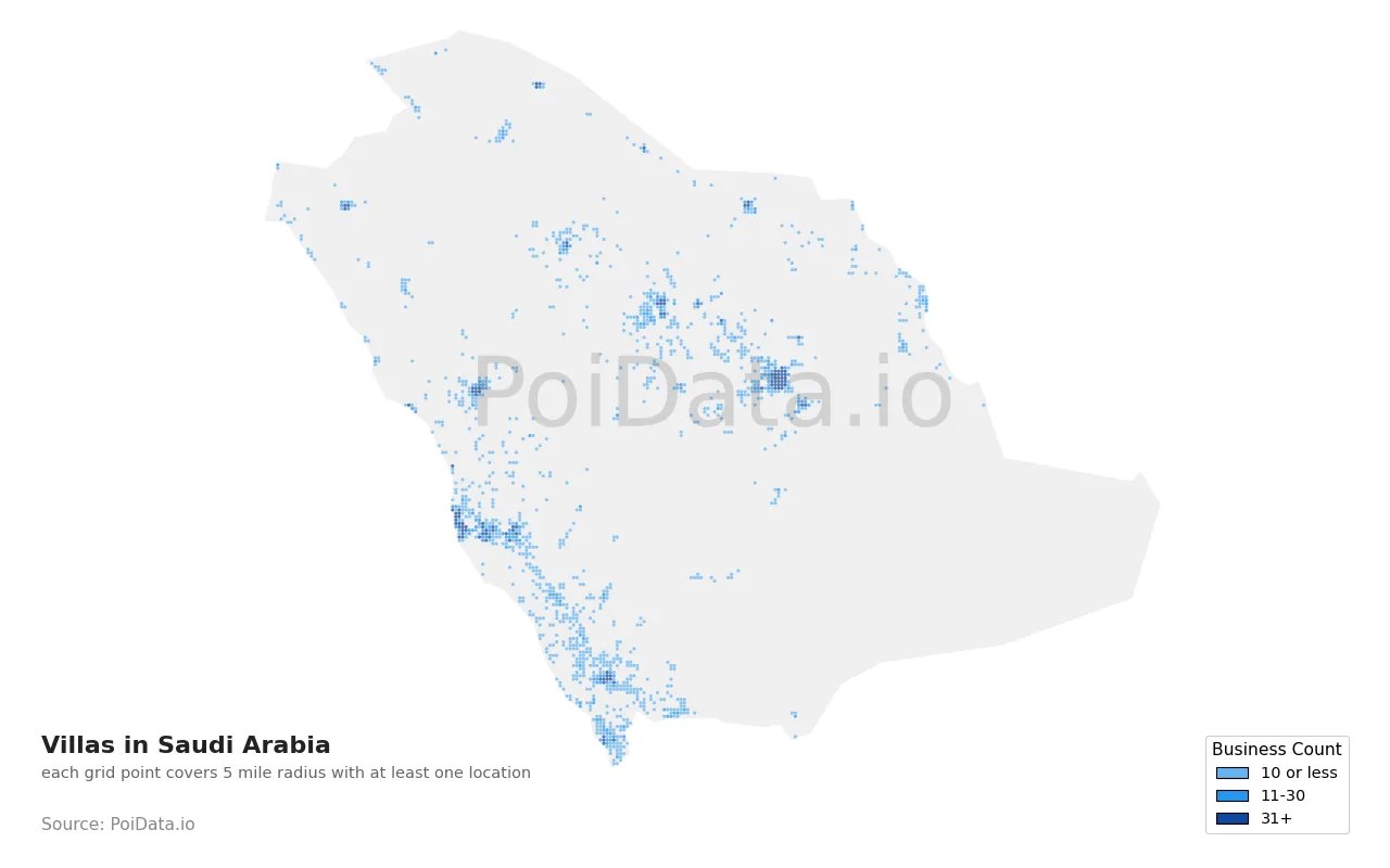 Villa density map for Saudi Arabia
