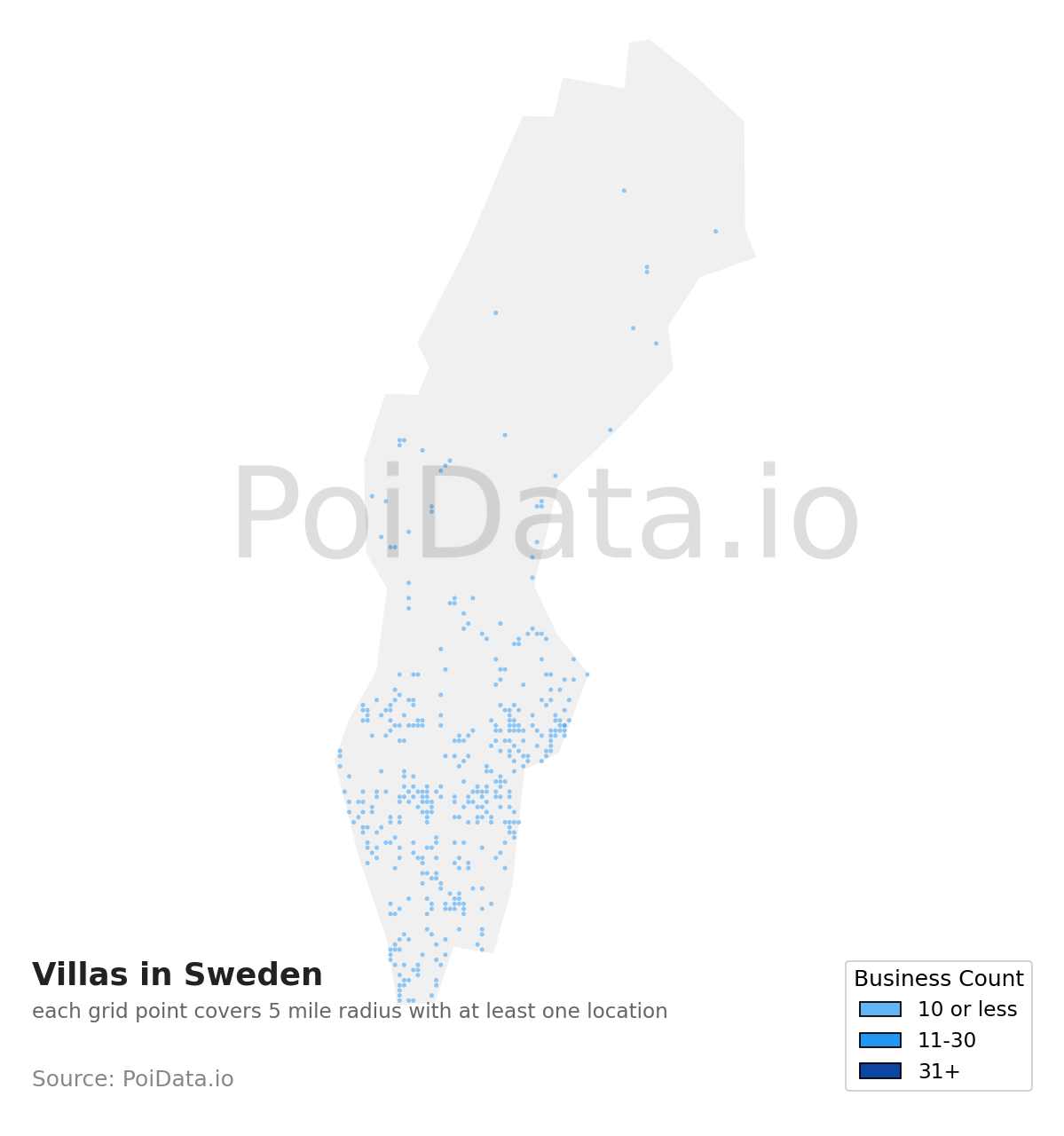 Villa density map for Sweden
