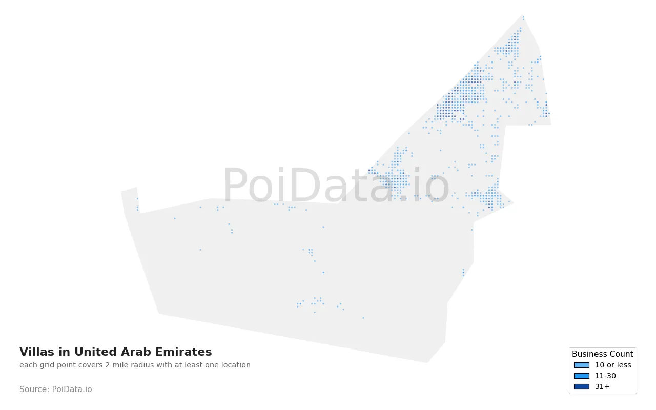 Villa density map for United Arab Emirates