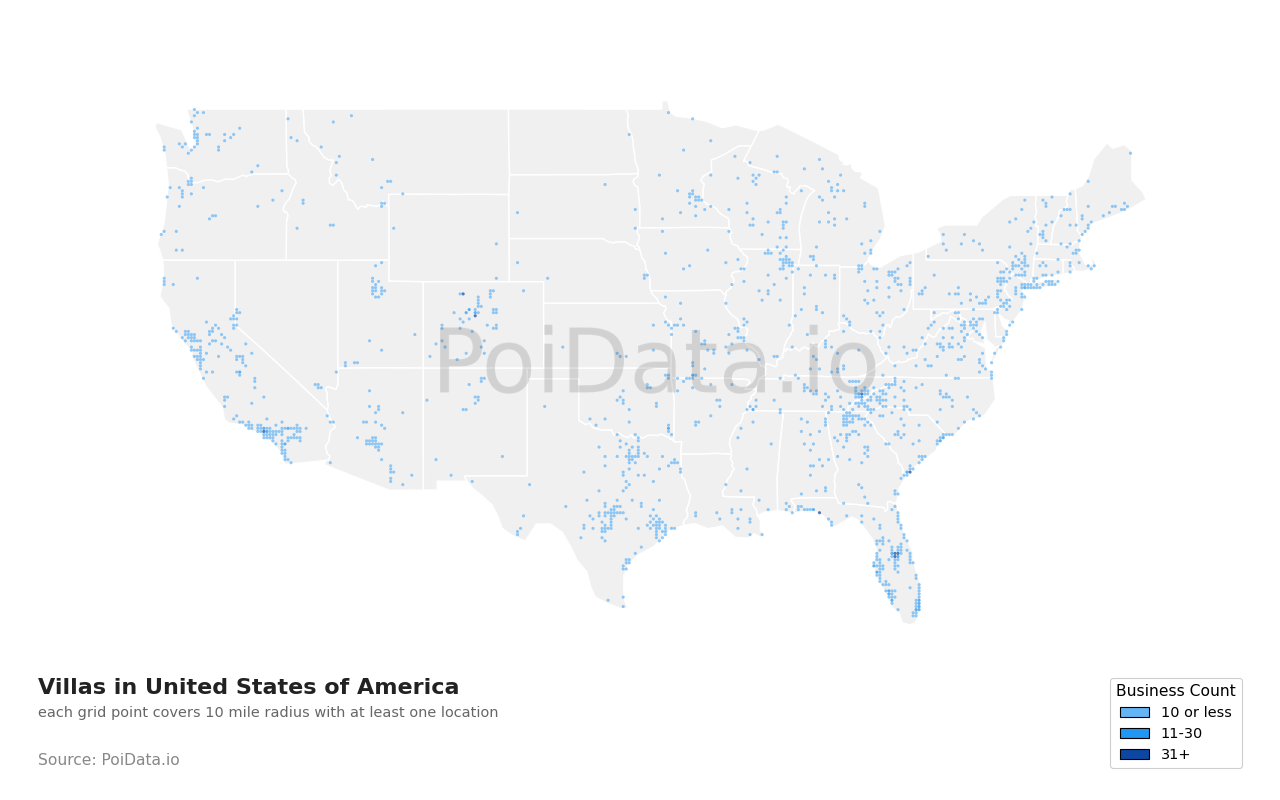 Villa density map for Ohio, United States
