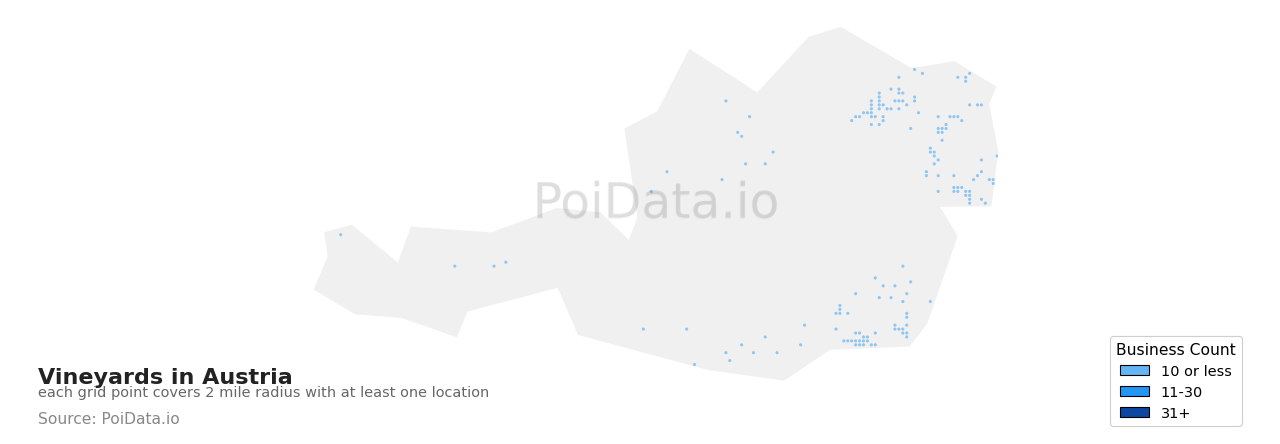 Vineyard density map for Austria