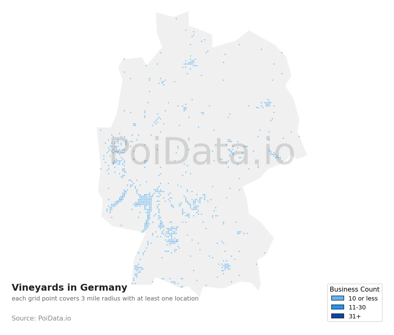 Vineyard density map for Germany