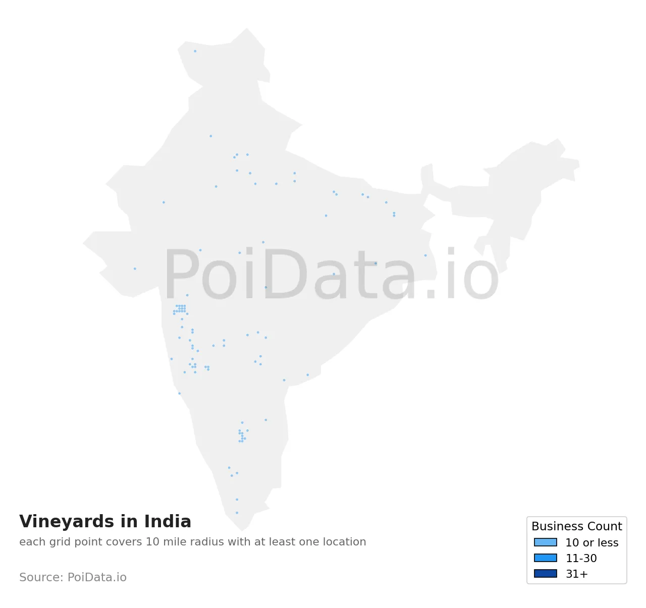 Vineyard density map for India