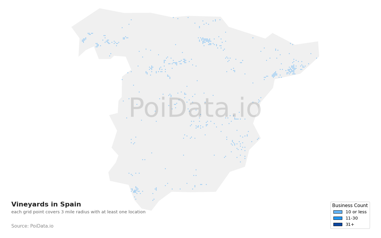 Vineyard density map for Spain