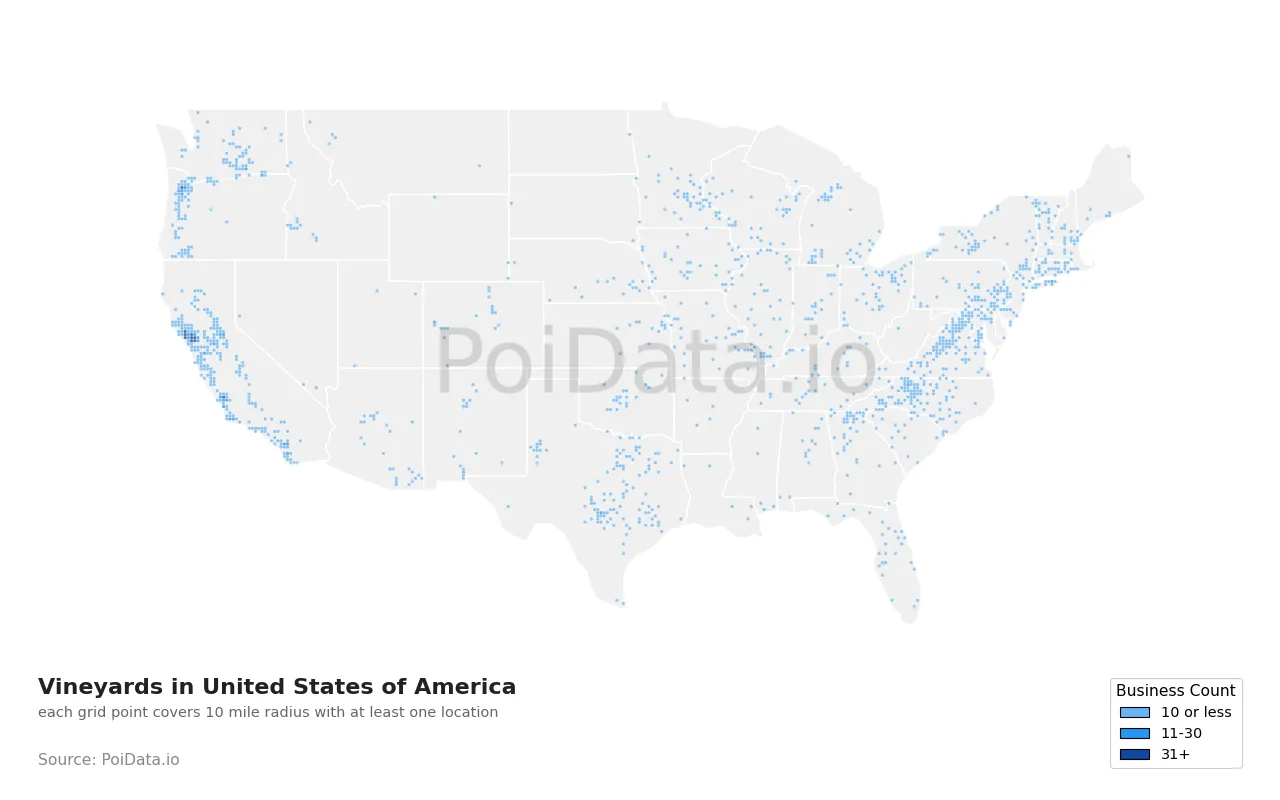 Vineyard density map for United States