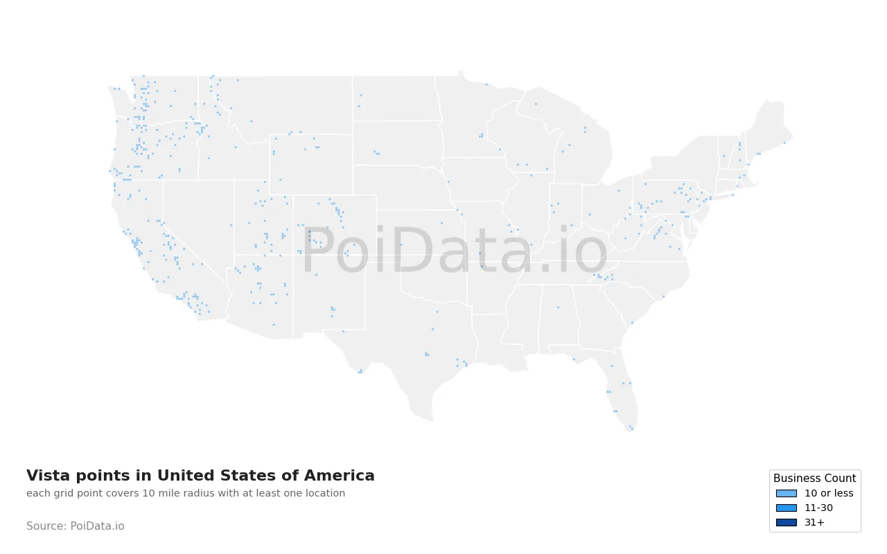 Vista point density map for United States