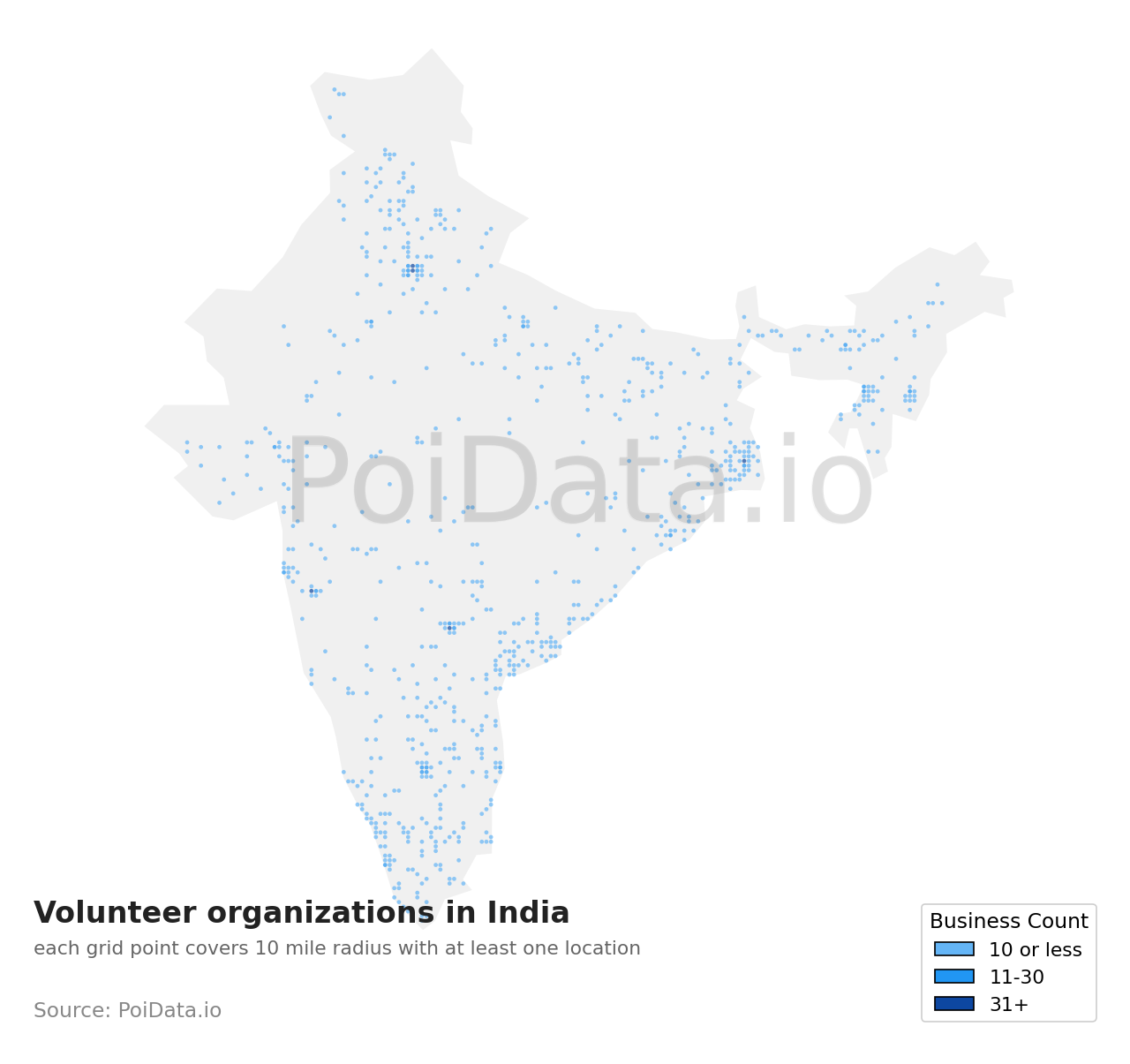 Volunteer organization density map for India