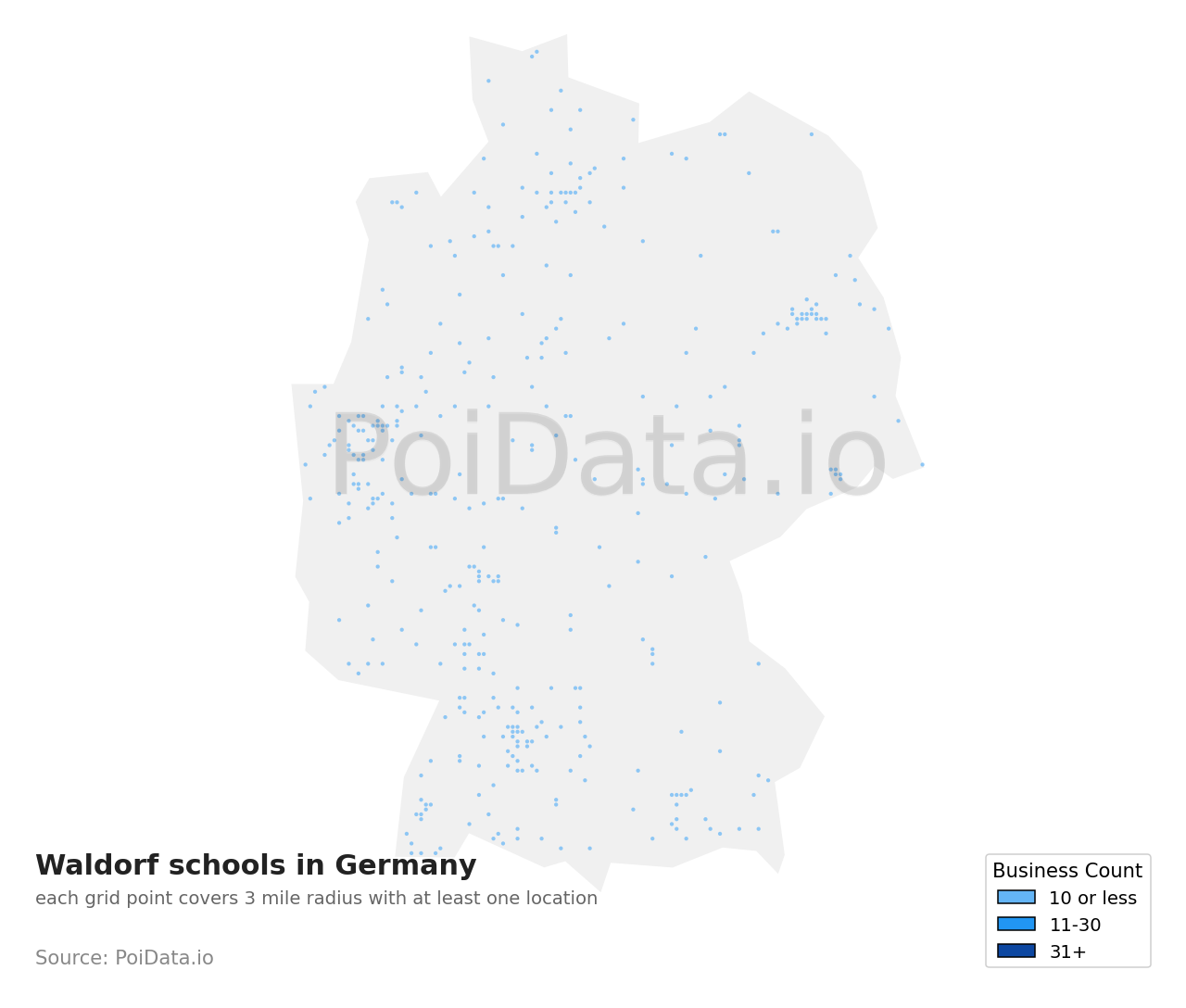 Waldorf school density map for Germany