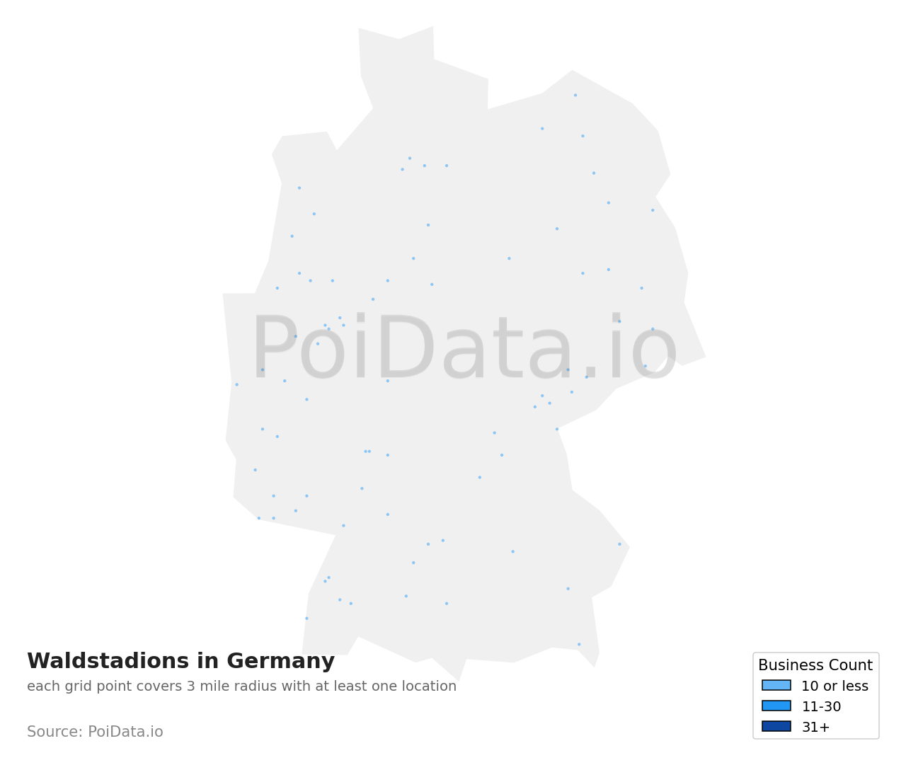 Waldstadion density map for Germany
