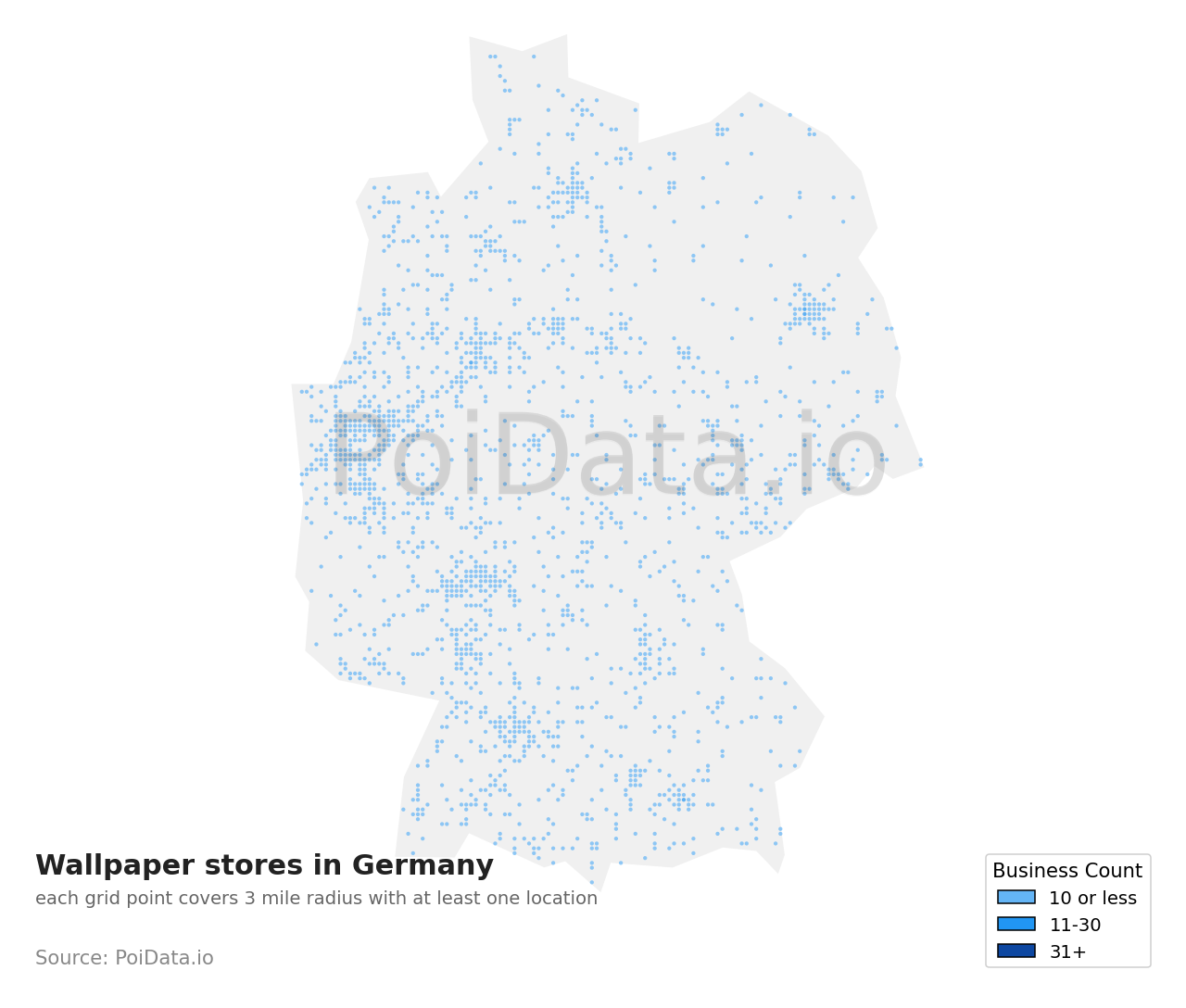 Wallpaper store density map for Germany