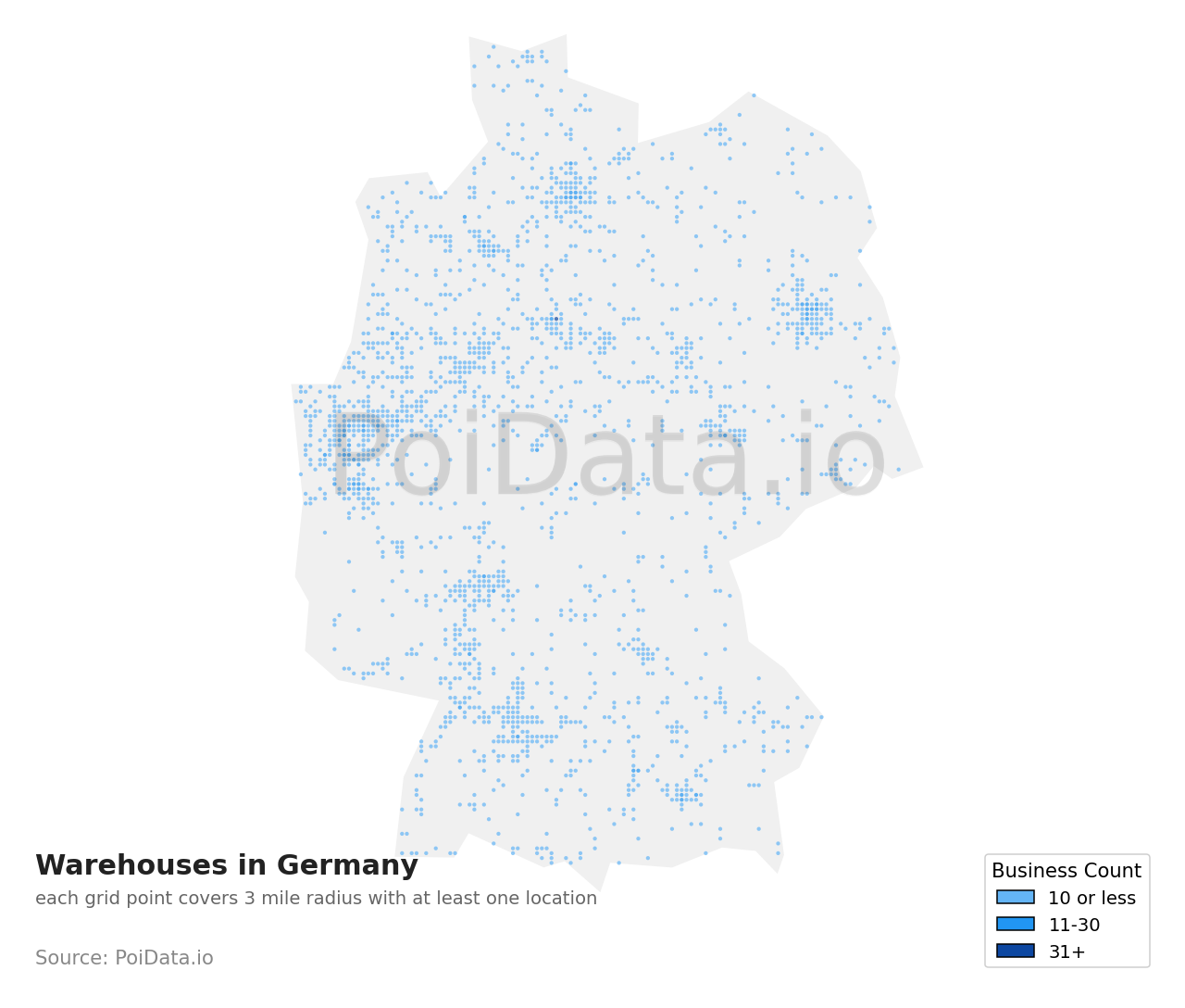 Warehouse density map for Germany