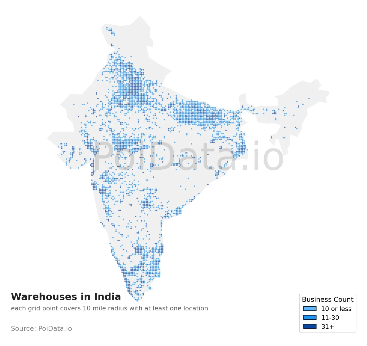 Warehouse density map for India