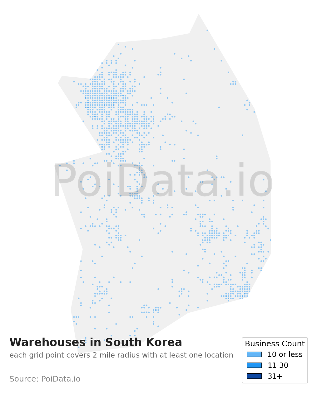 Warehouse density map for South Korea
