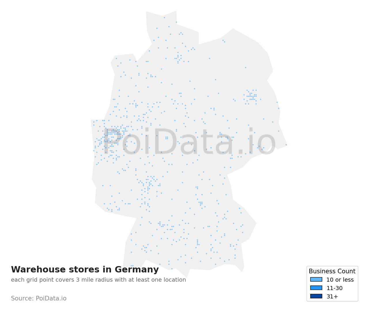 Warehouse store density map for Germany