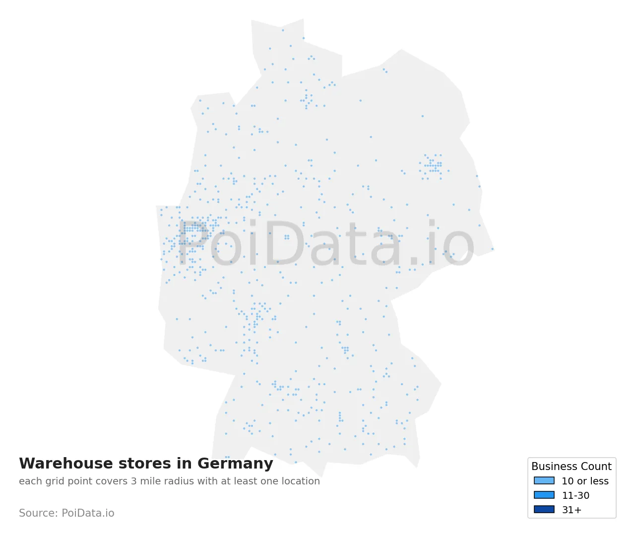 Warehouse store density map for Germany