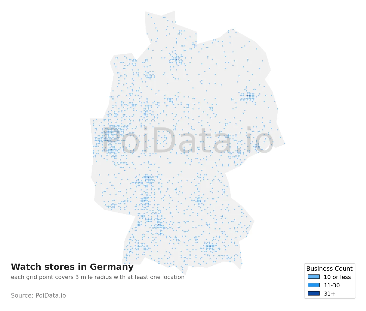 Watch store density map for Germany