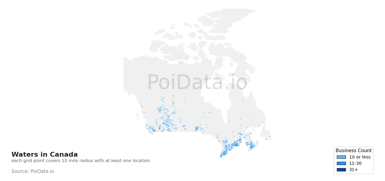 Water density map for Canada