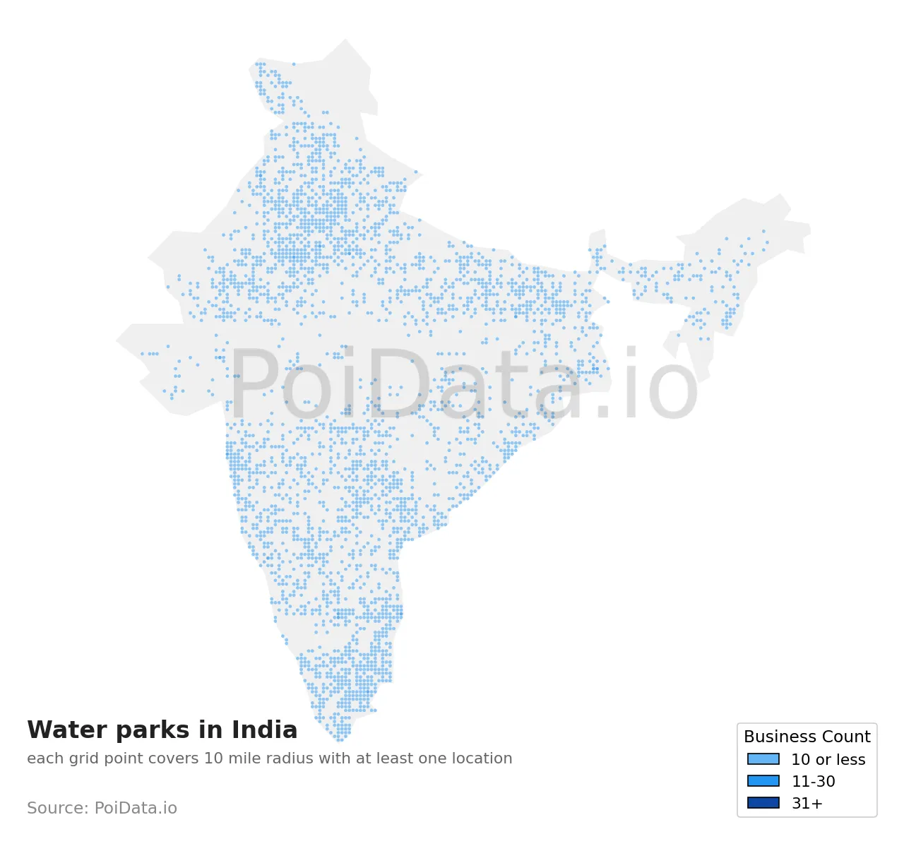 Water park density map for India