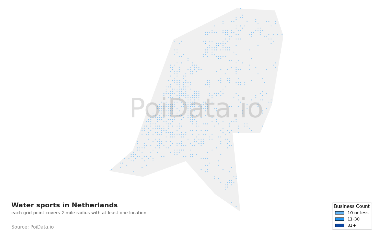 Water sport density map for Netherlands