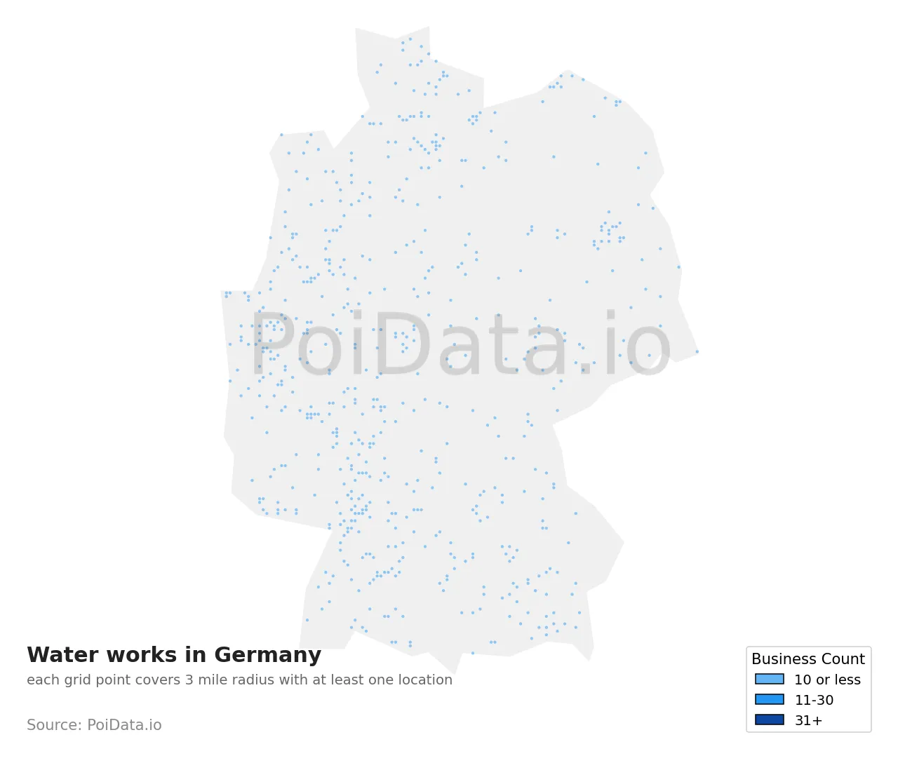 Water works density map for Germany