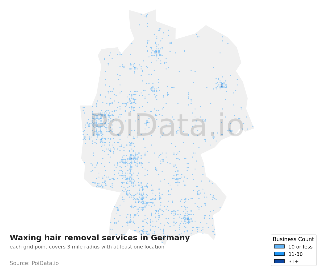 Waxing hair removal service density map for Germany