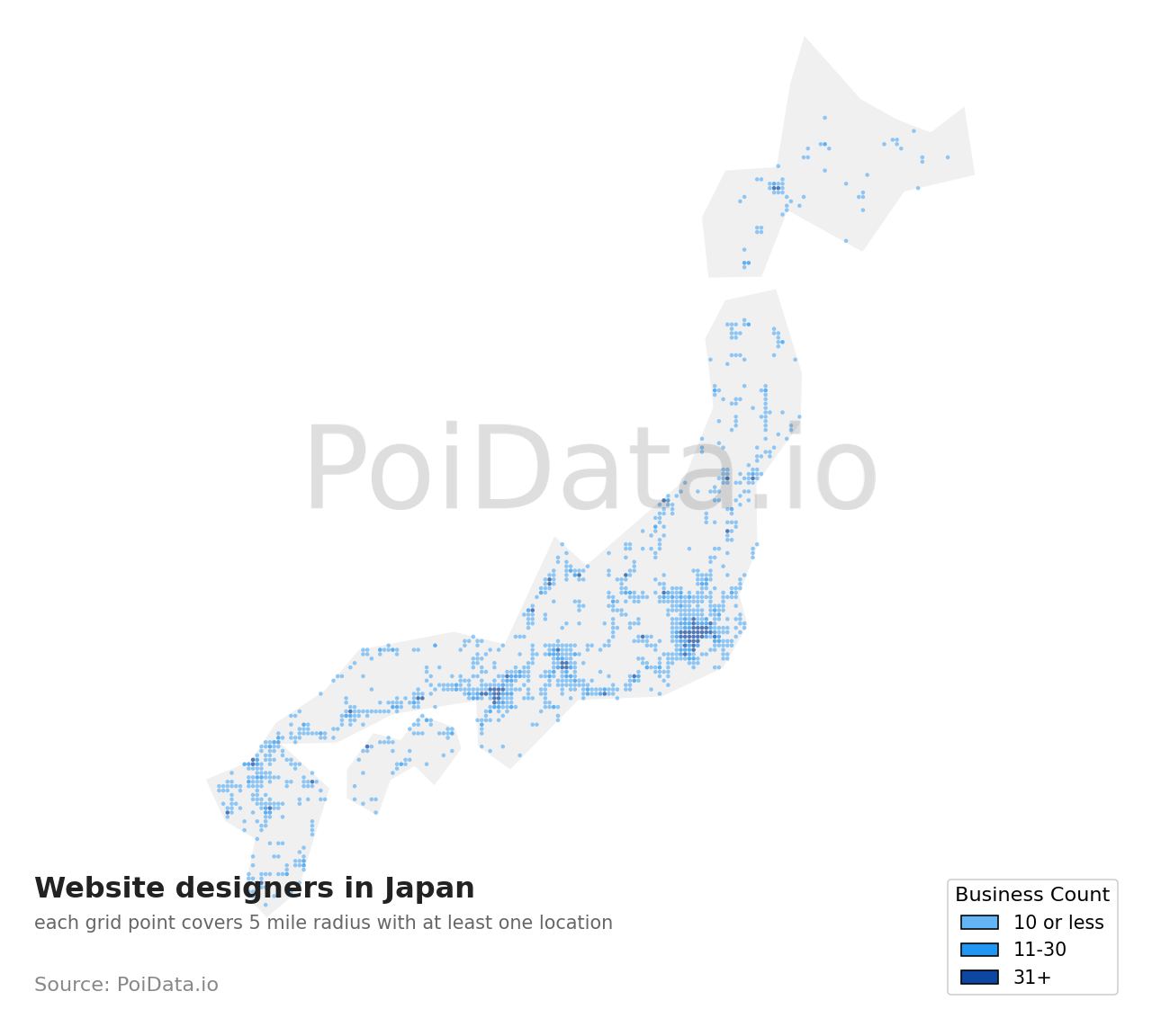 Website designer density map for Aichi, Japan