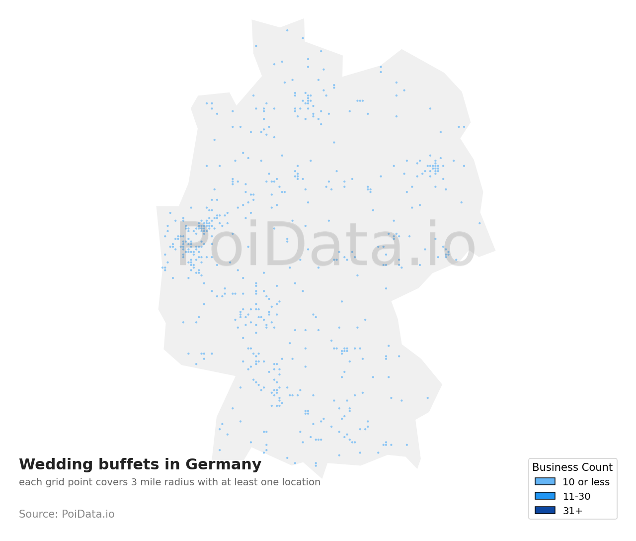Wedding buffet density map for Germany