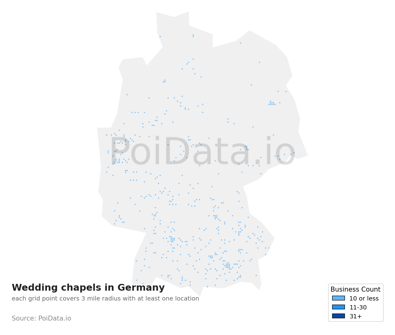 Wedding chapel density map for Germany
