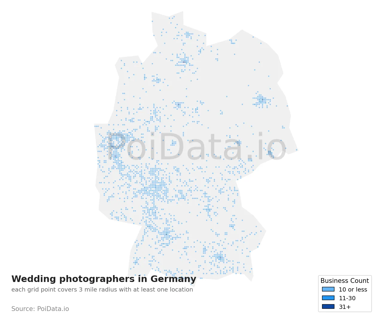 Wedding photographer density map for Germany