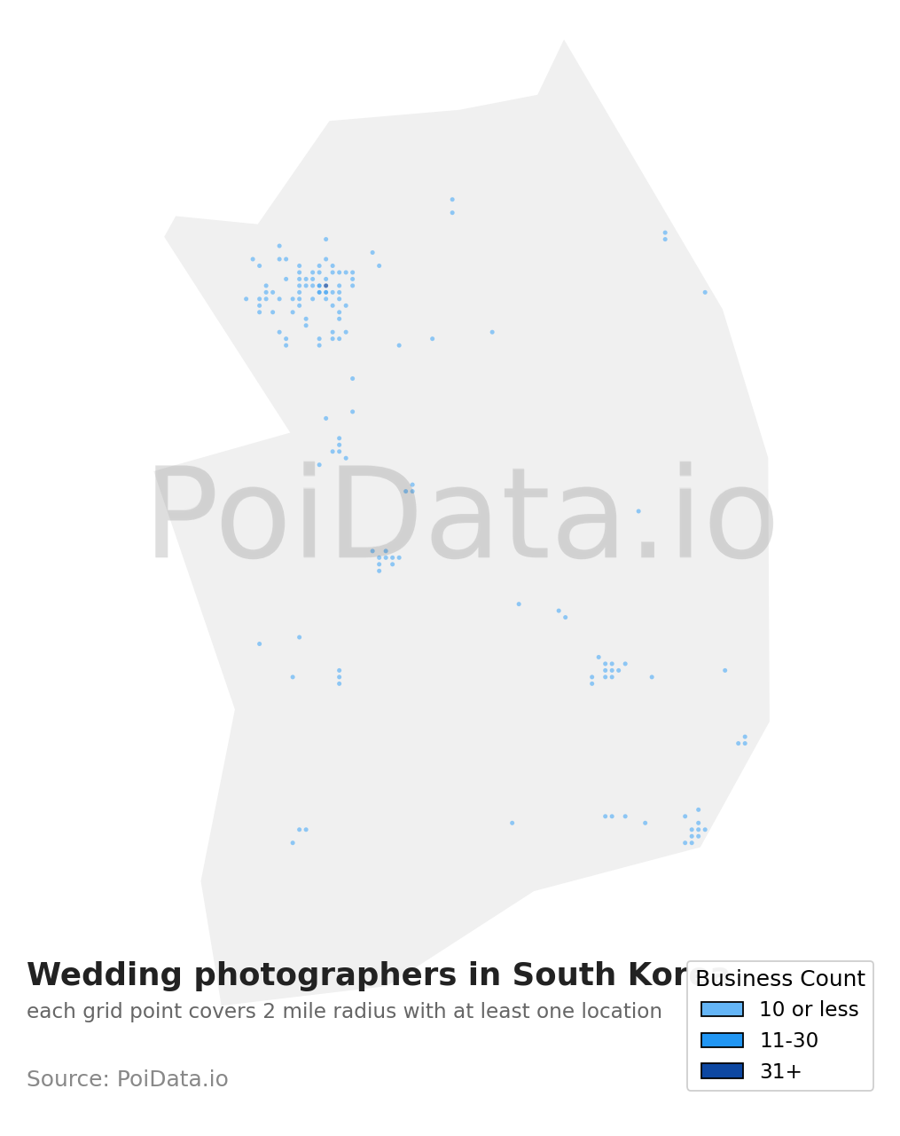 Wedding photographer density map for South Korea