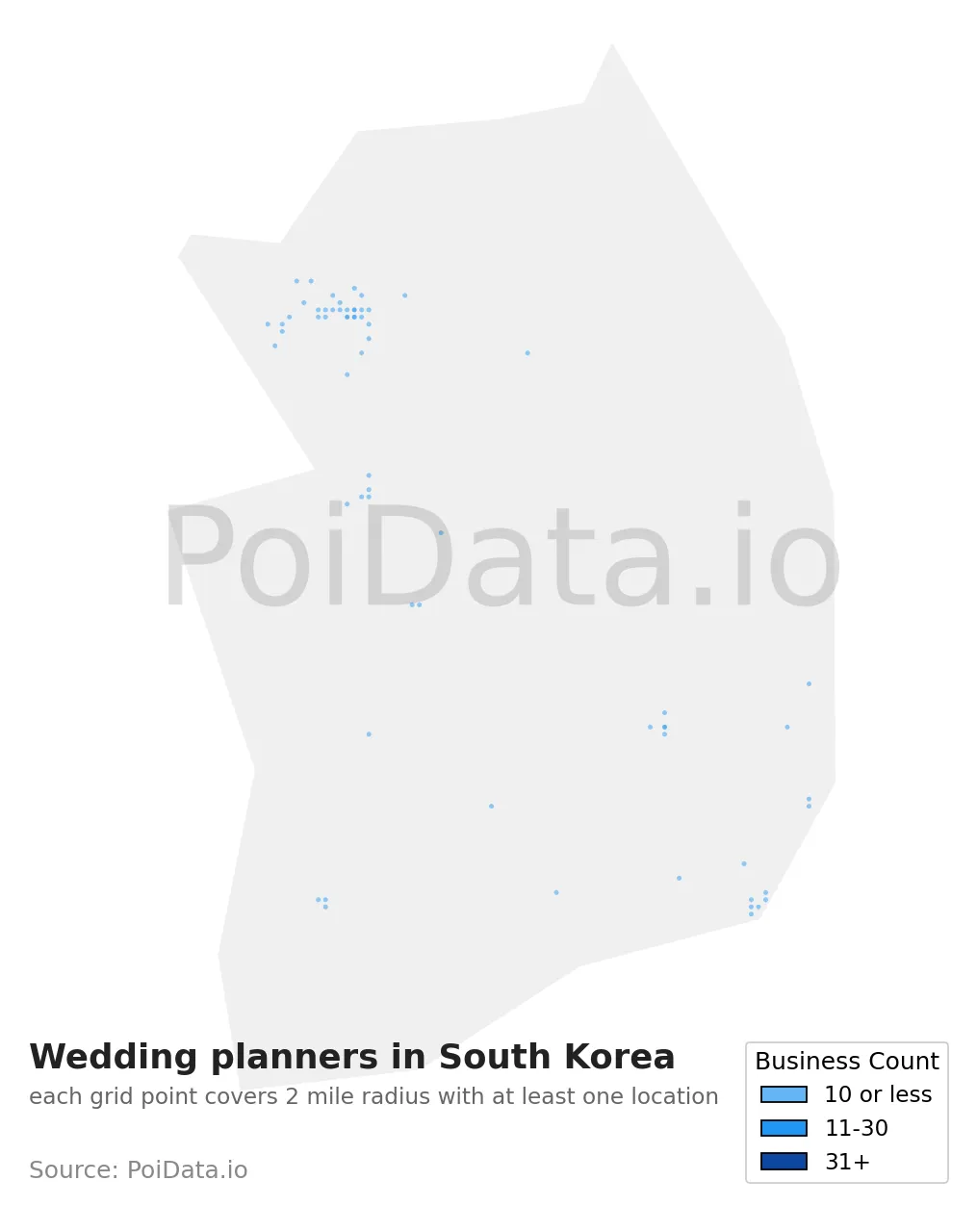 Wedding planner density map for South Korea