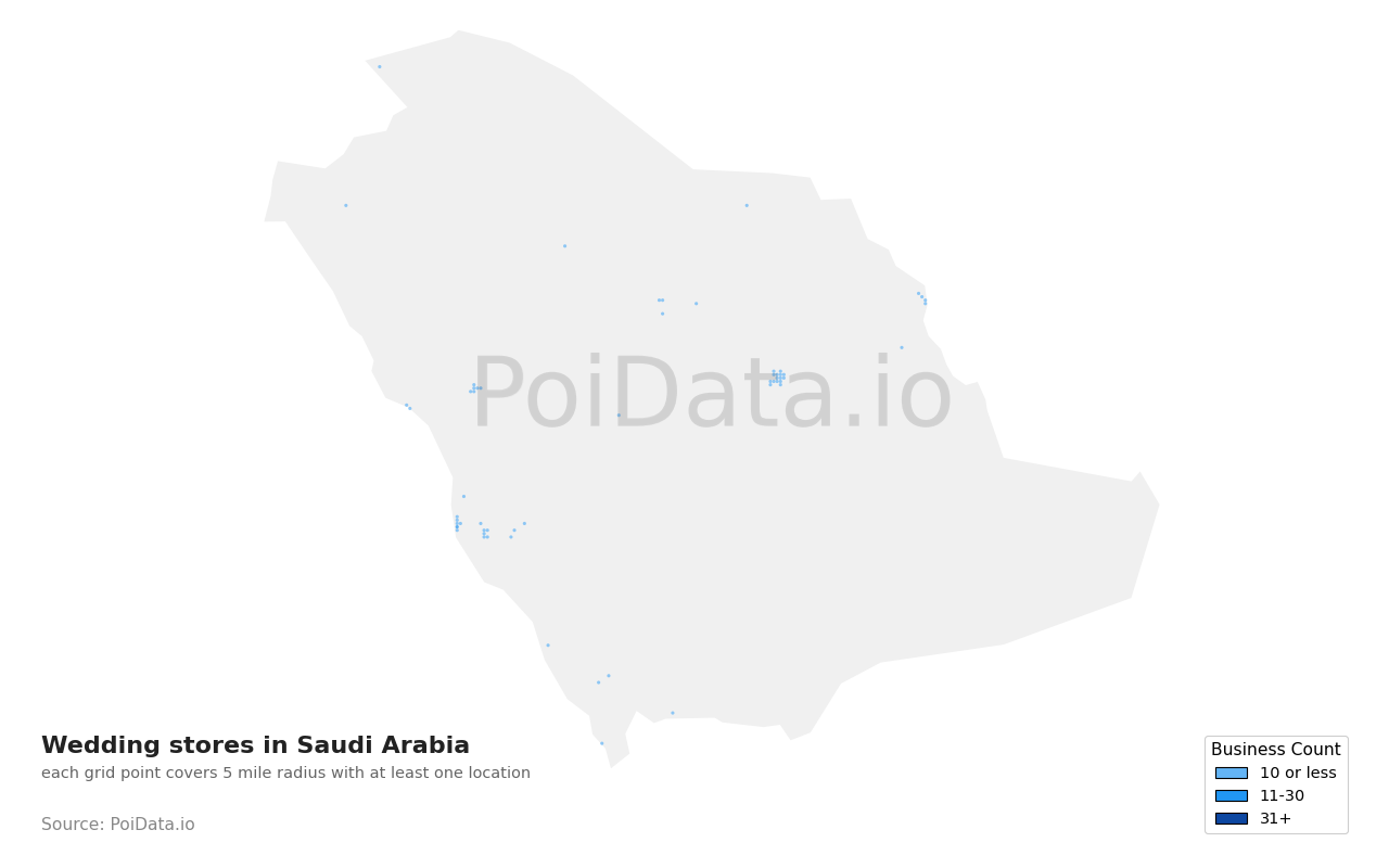 Wedding store density map for Saudi Arabia