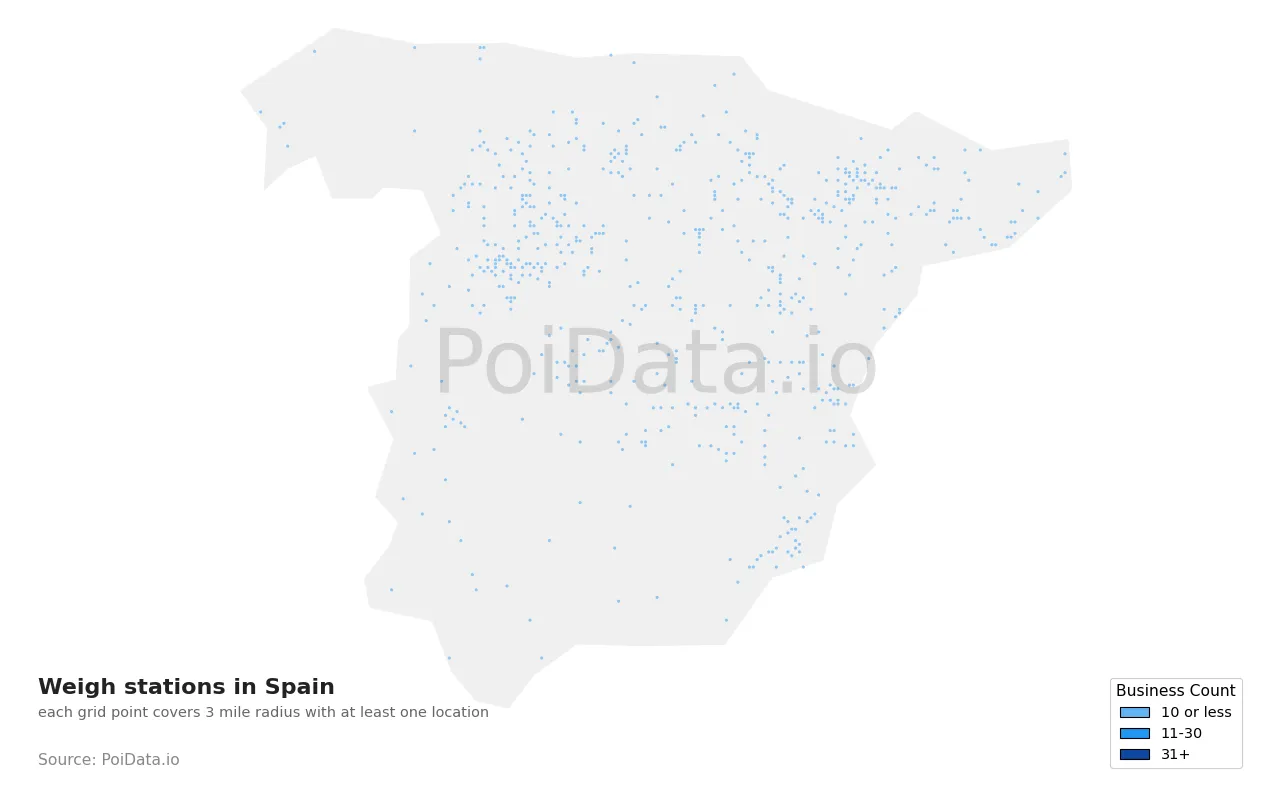 Weigh station density map for Spain