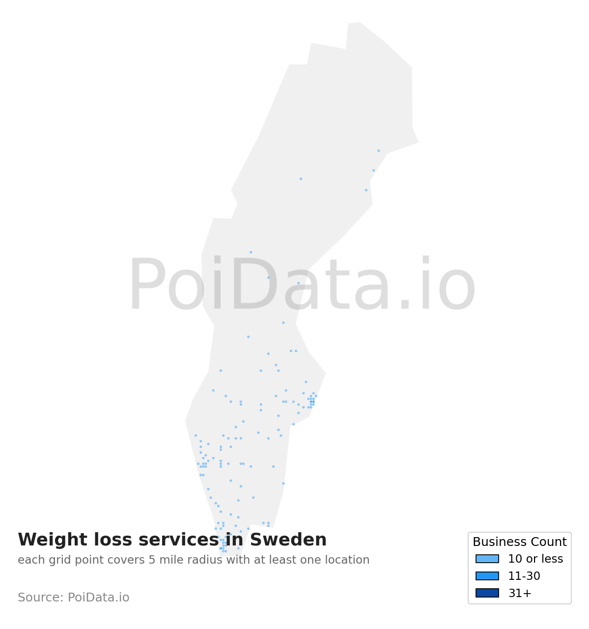 Weight loss service density map for Sweden
