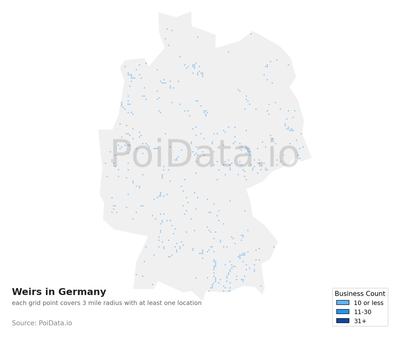 Weir density map for Germany