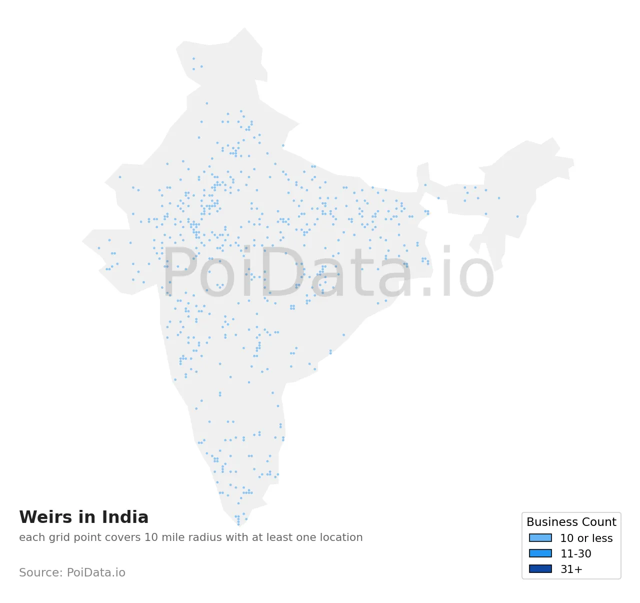 Weir density map for India